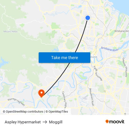 Aspley Hypermarket to Moggill map