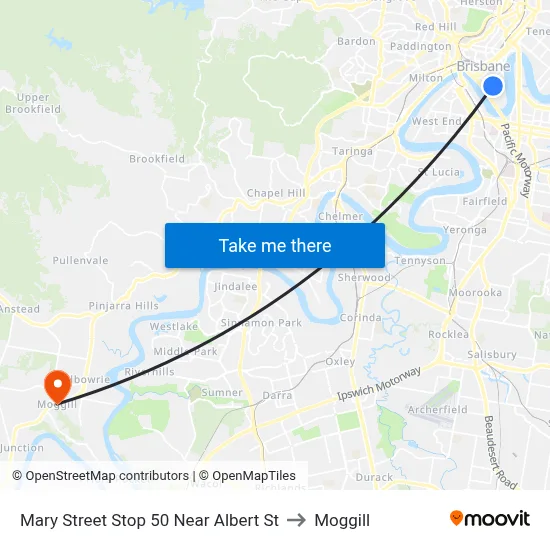 Mary Street Stop 50 Near Albert St to Moggill map