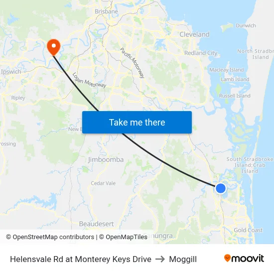 Helensvale Rd at Monterey Keys Drive to Moggill map