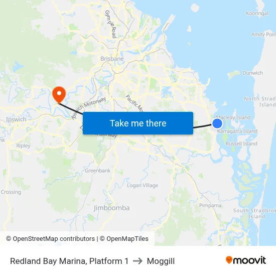 Redland Bay Marina, Platform 1 to Moggill map