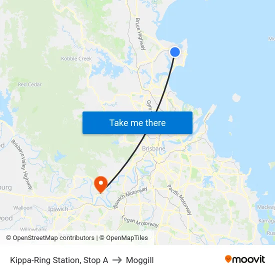 Kippa-Ring Station, Stop A to Moggill map