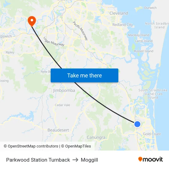 Parkwood Station Turnback to Moggill map