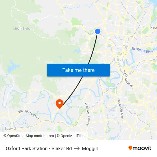 Oxford Park Station - Blaker Rd to Moggill map