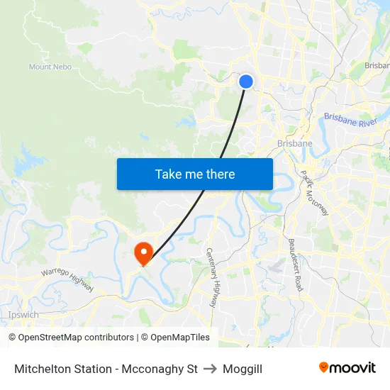 Mitchelton Station - Mcconaghy St to Moggill map