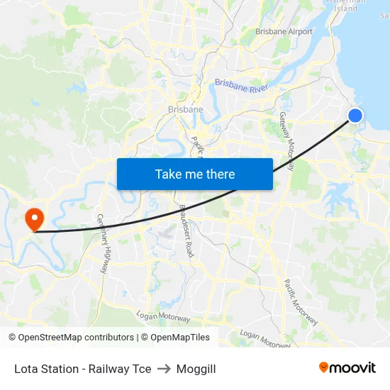 Lota Station - Railway Tce to Moggill map