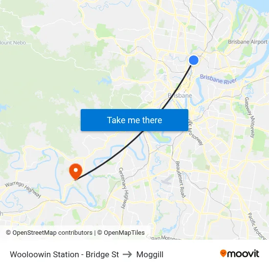 Wooloowin Station - Bridge St to Moggill map