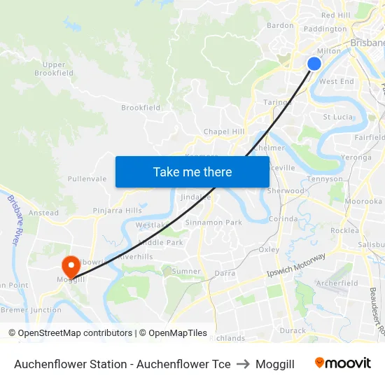Auchenflower Station - Auchenflower Tce to Moggill map