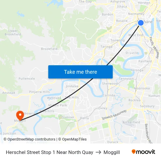 Herschel Street Stop 1 Near North Quay to Moggill map