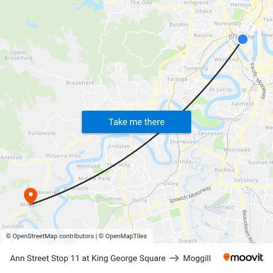 Ann Street Stop 11 at King George Square to Moggill map