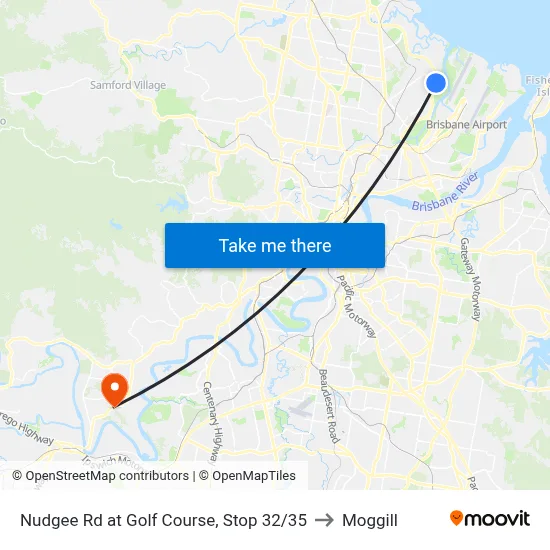 Nudgee Rd at Golf Course, Stop 32/35 to Moggill map