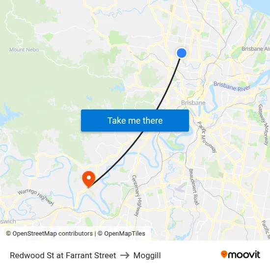 Redwood St at Farrant Street to Moggill map