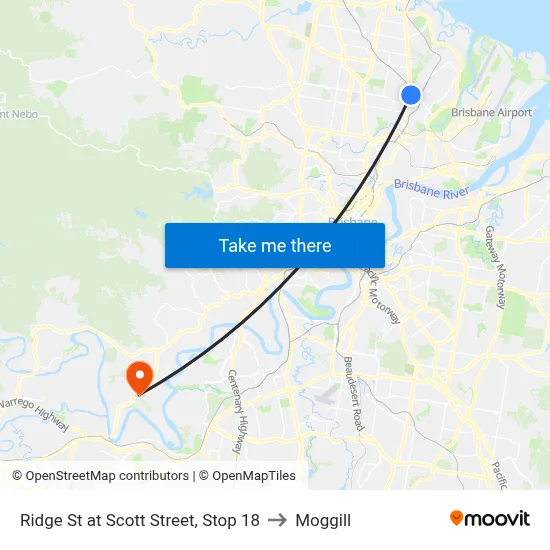 Ridge St at Scott Street, Stop 18 to Moggill map