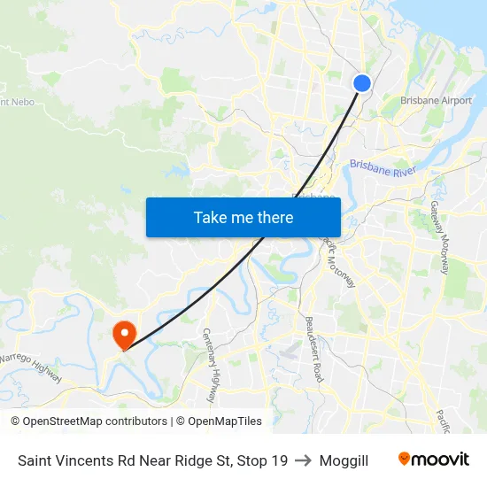 Saint Vincents Rd Near Ridge St, Stop 19 to Moggill map
