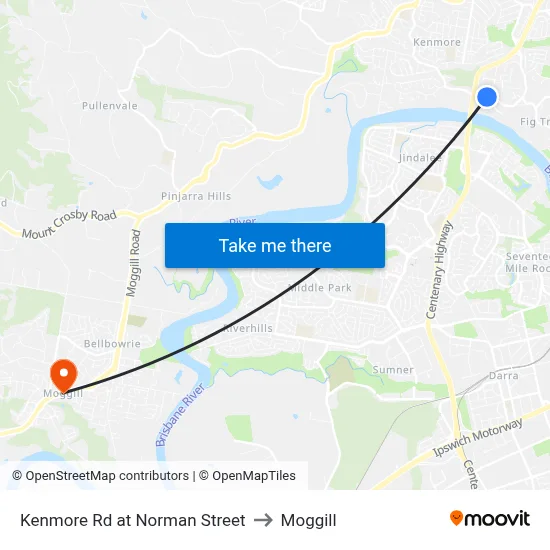 Kenmore Rd at Norman Street to Moggill map