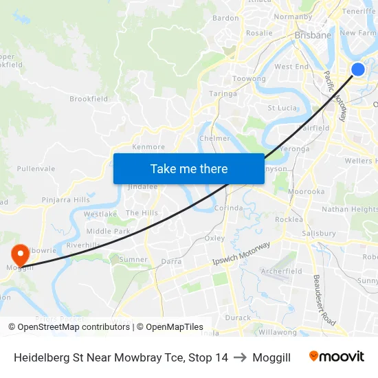 Heidelberg St Near Mowbray Tce, Stop 14 to Moggill map