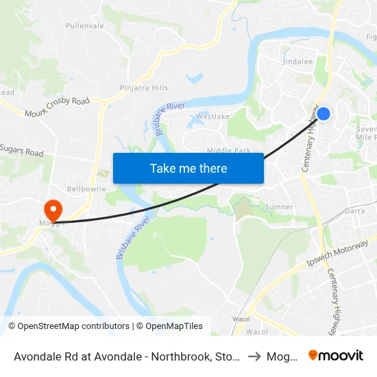 Avondale Rd at Avondale - Northbrook, Stop 60 to Moggill map