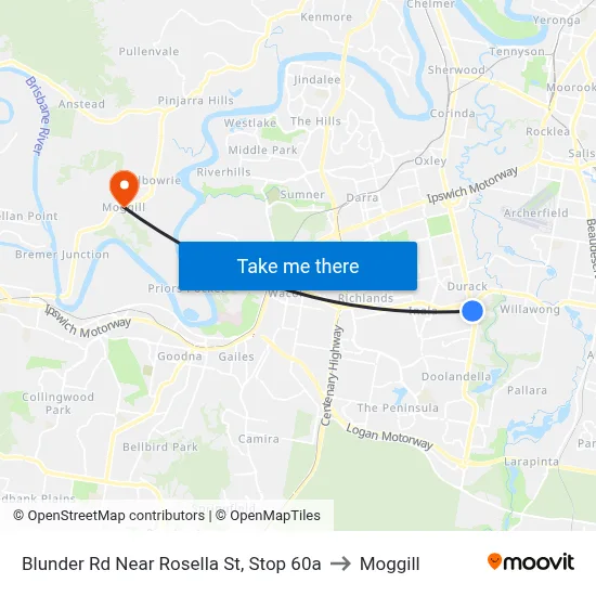 Blunder Rd Near Rosella St, Stop 60a to Moggill map