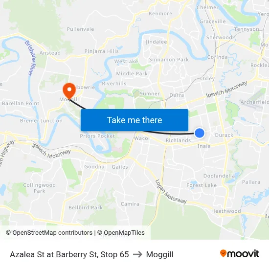 Azalea St at Barberry St, Stop 65 to Moggill map
