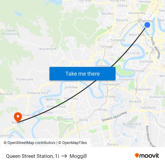 Queen Street Station, 1i to Moggill map