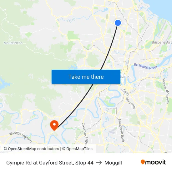 Gympie Rd at Gayford Street, Stop 44 to Moggill map