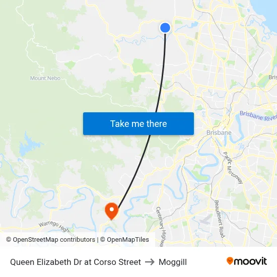 Queen Elizabeth Dr at Corso Street to Moggill map