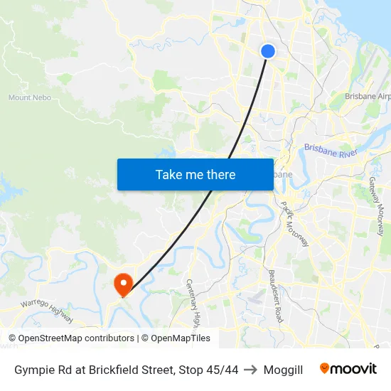 Gympie Rd at Brickfield Street, Stop 45/44 to Moggill map