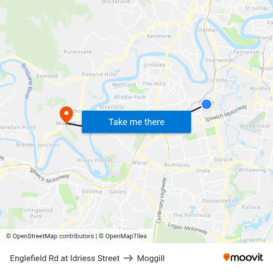 Englefield Rd at Idriess Street to Moggill map