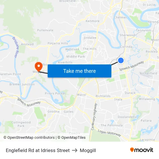 Englefield Rd at Idriess Street to Moggill map