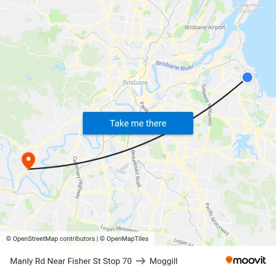 Manly Rd Near Fisher St Stop 70 to Moggill map