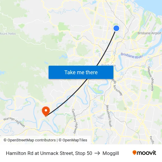 Hamilton Rd at Unmack Street, Stop 50 to Moggill map
