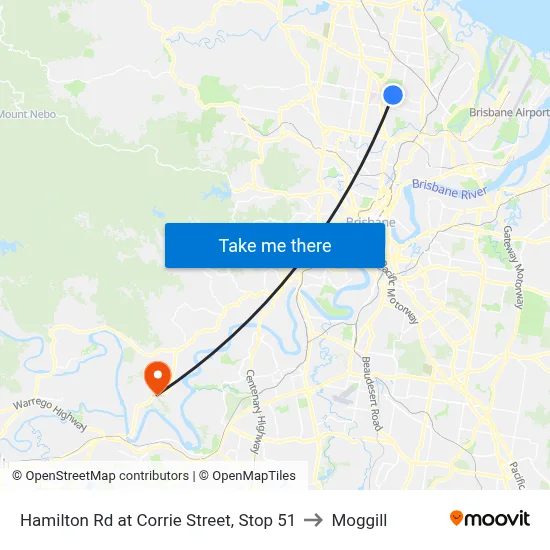 Hamilton Rd at Corrie Street, Stop 51 to Moggill map