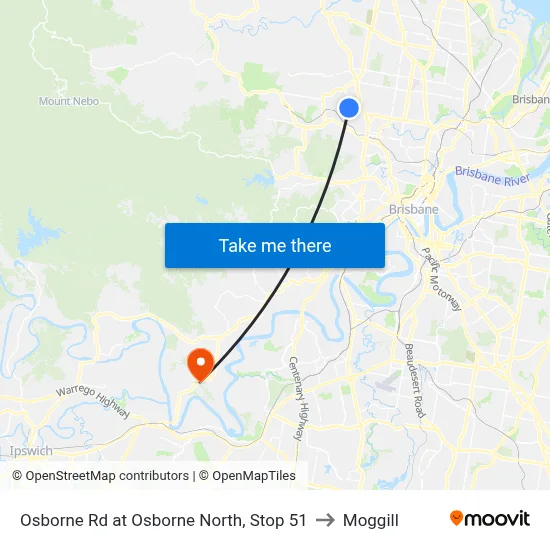 Osborne Rd at Osborne North, Stop 51 to Moggill map
