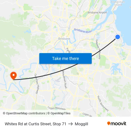 Whites Rd at Curtis Street, Stop 71 to Moggill map