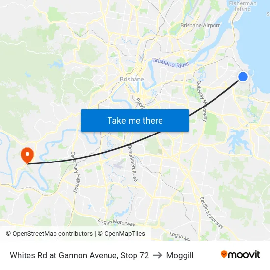 Whites Rd at Gannon Avenue, Stop 72 to Moggill map