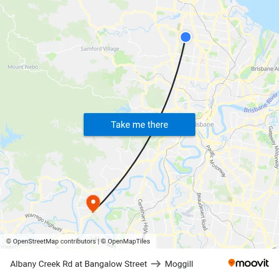 Albany Creek Rd at Bangalow Street to Moggill map
