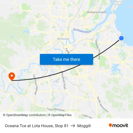 Oceana Tce at Lota House, Stop 81 to Moggill map