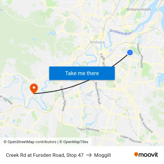 Creek Rd at Fursden Road, Stop 47 to Moggill map