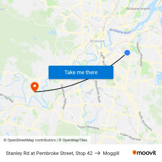 Stanley Rd at Pembroke Street, Stop 42 to Moggill map