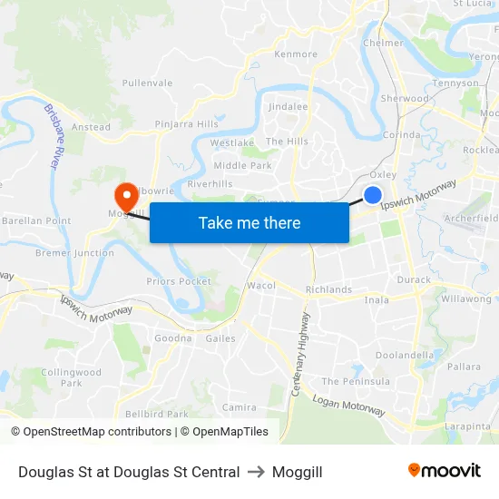 Douglas St at Douglas St Central to Moggill map