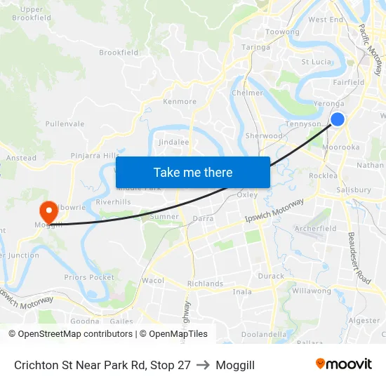 Crichton St Near Park Rd, Stop 27 to Moggill map
