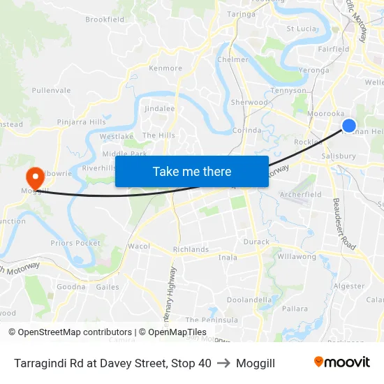Tarragindi Rd at Davey Street, Stop 40 to Moggill map