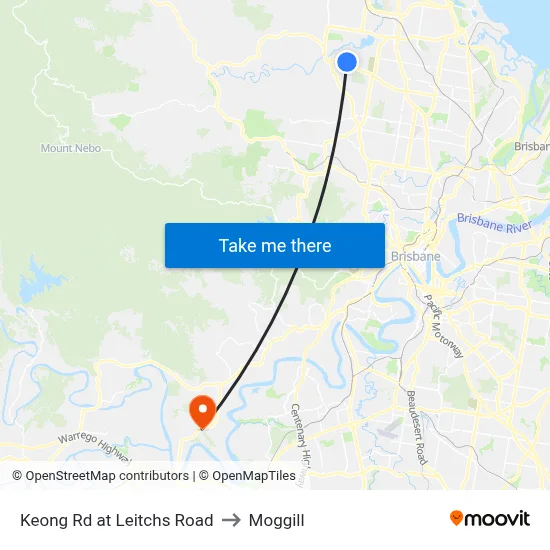 Keong Rd at Leitchs Road to Moggill map