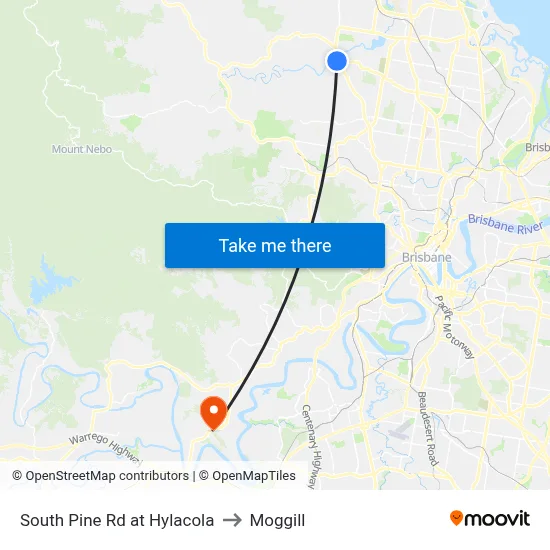 South Pine Rd at Hylacola to Moggill map