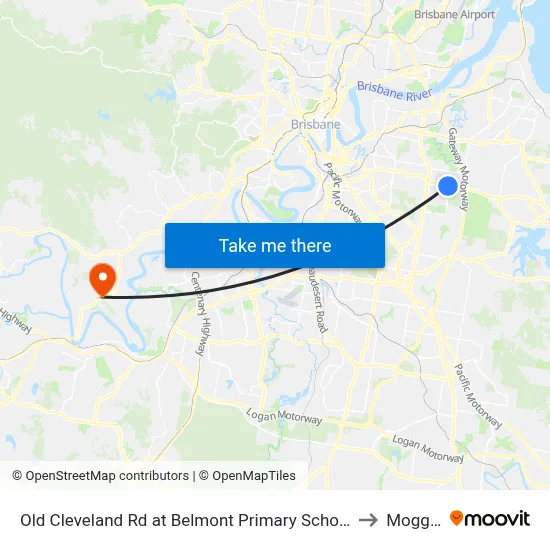 Old Cleveland Rd at Belmont Primary School to Moggill map