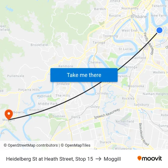Heidelberg St at Heath Street, Stop 15 to Moggill map