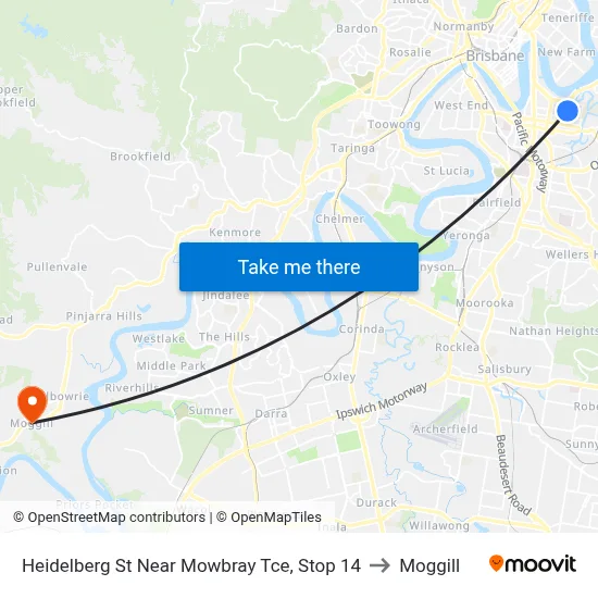 Heidelberg St Near Mowbray Tce, Stop 14 to Moggill map