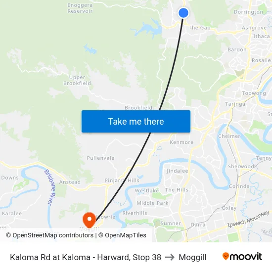 Kaloma Rd at Kaloma - Harward, Stop 38 to Moggill map