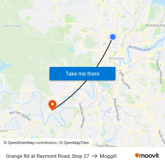 Grange Rd at Raymont Road, Stop 27 to Moggill map