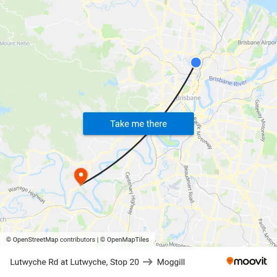 Lutwyche Rd at Lutwyche, Stop 20 to Moggill map