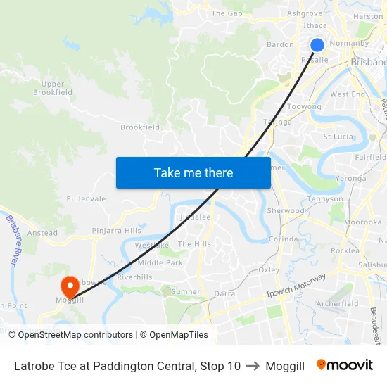 Latrobe Tce at Paddington Central, Stop 10 to Moggill map